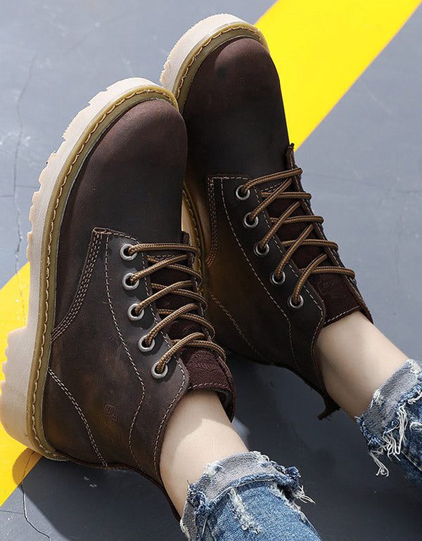Casual Leather Doc Marten-støvler For Kvinner