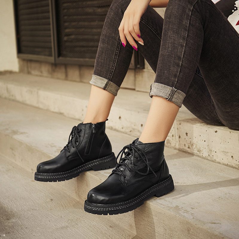 Høst Casual Leather Håndlagde Martin Short Boots | Gave Sko