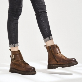Høst Vinter Casual Leather Martin Boots | Gave Sko