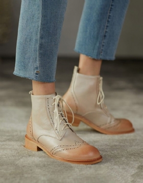 100 % Håndlagde Vintage Bullock Oxford-støvler I Lær