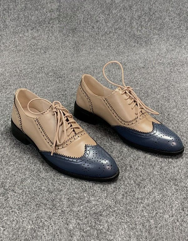 Brock Carved Farge Matchende Oxford Sko For Kvinner
