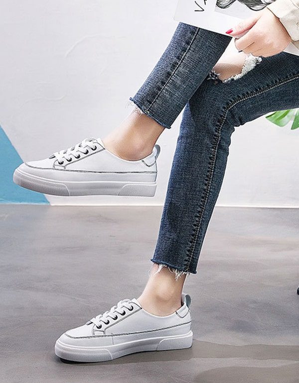 Allsidige Skinnsneakers For Kvinner Hvit