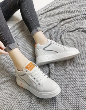 Casual Sneakers I Hvitt Skinn For Kvinner