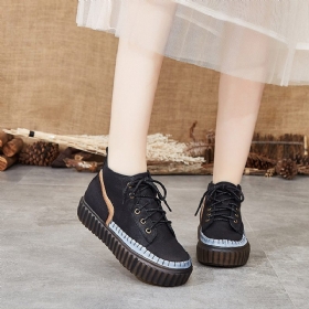 Retro Leather Casual Platform Sko | Gave Sko