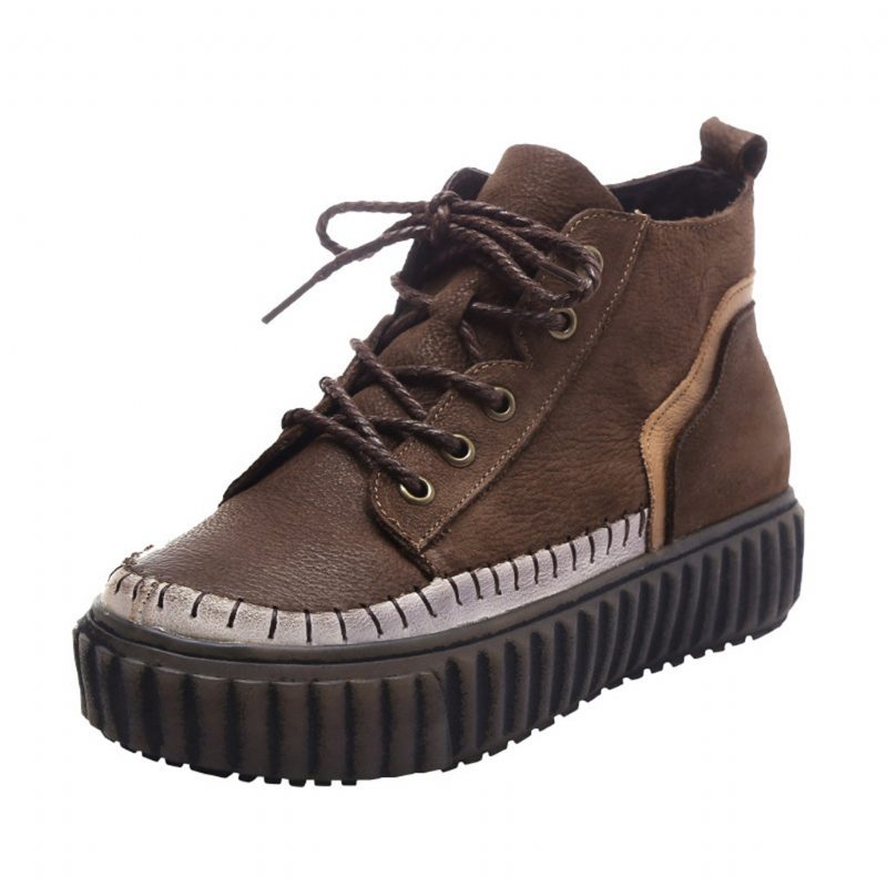 Retro Leather Casual Platform Sko | Gave Sko