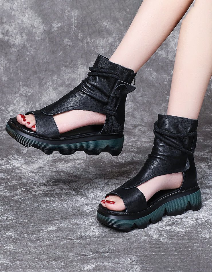 Ankel Snøring Åpen Tå Retro Sandal Støvler