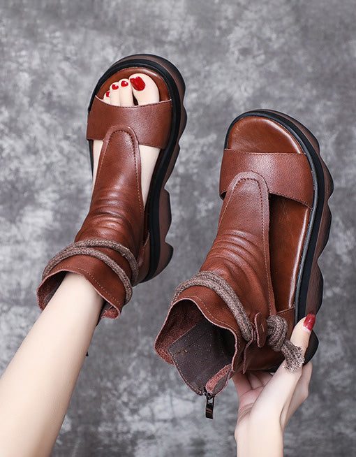 Ankel Snøring Åpen Tå Retro Sandal Støvler