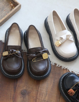 Front Metal Pin Runde Hode Komfortable Loafers