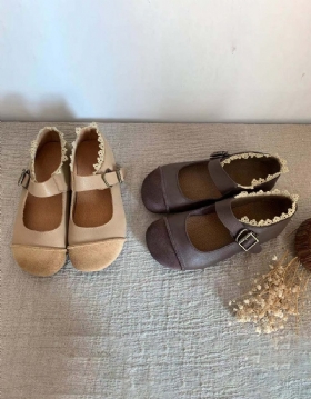 Håndlaget Blondesøm Retro Flate Sko Spring