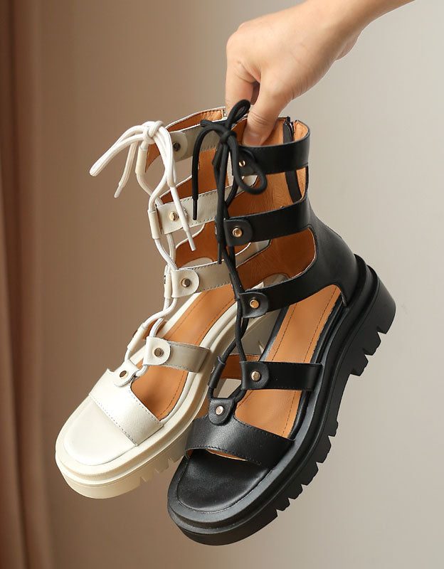 Vintage Sandaler I Romersk Stil Med Snøring I Sommer