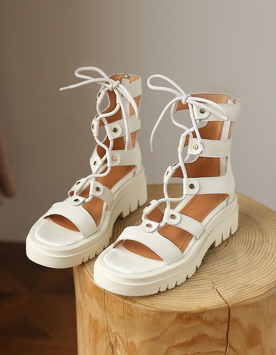 Vintage Sandaler I Romersk Stil Med Snøring I Sommer