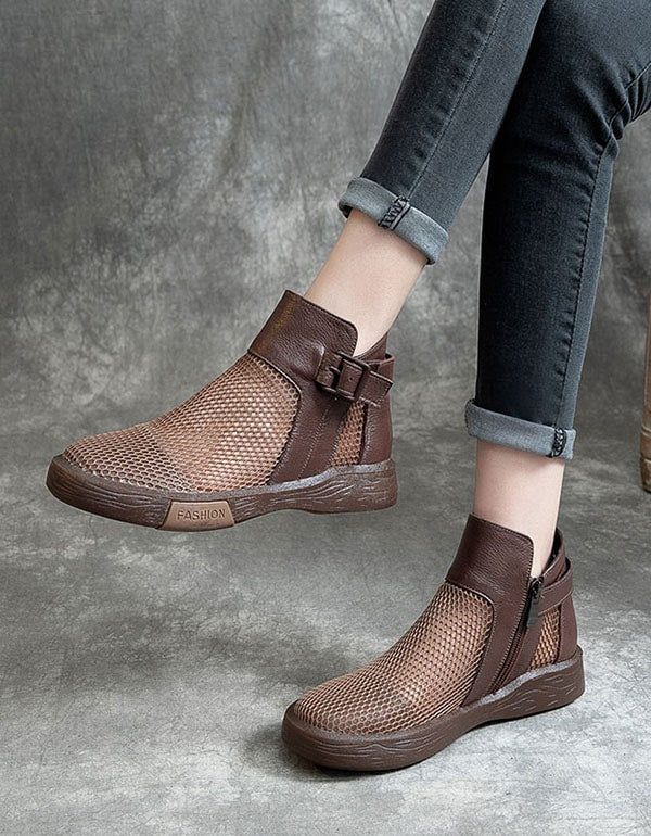 Dame Retro Mesh Skinnsandaler Støvler