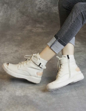 Håndlagde Retro Hollow Sandals Boots Med Åpen Tå
