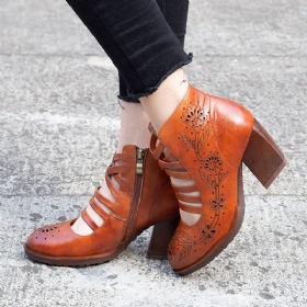 Håndlagde Retro Leather Vintage Chunky Sko