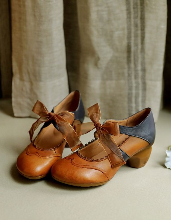 Håndlagde Vintage Elegant Chunky Hæler