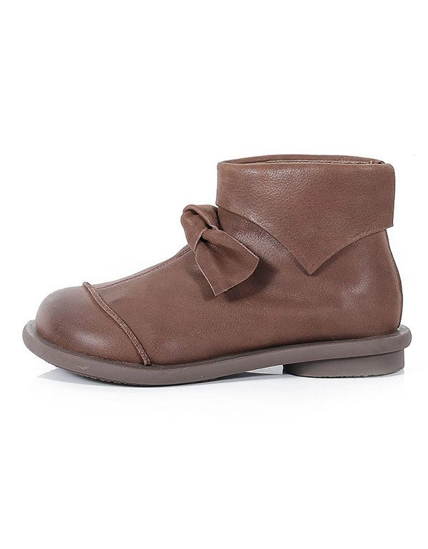 Håndsydde Skinnsløyfe-knute Comfort Flat Ankelstøvler