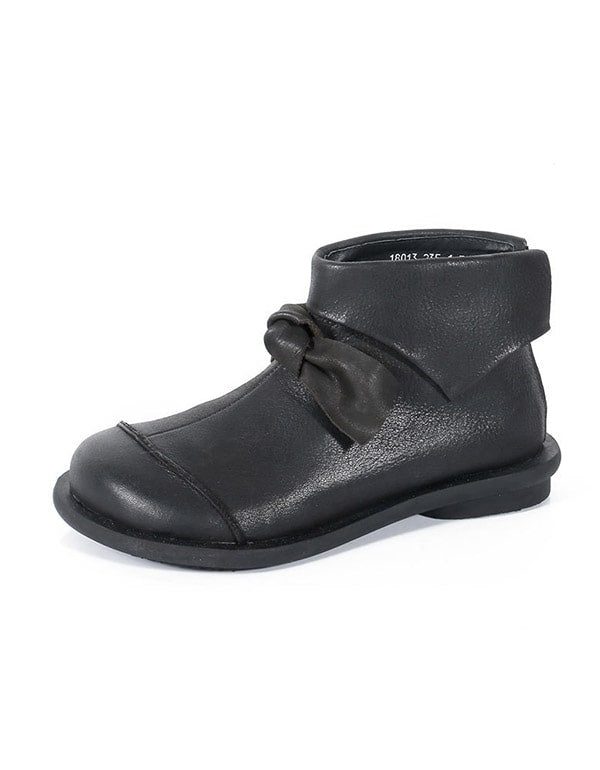 Håndsydde Skinnsløyfe-knute Comfort Flat Ankelstøvler