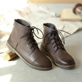 Høst Vinter Komfortable Retro Leather Ankel Damestøvletter | Gave Sko