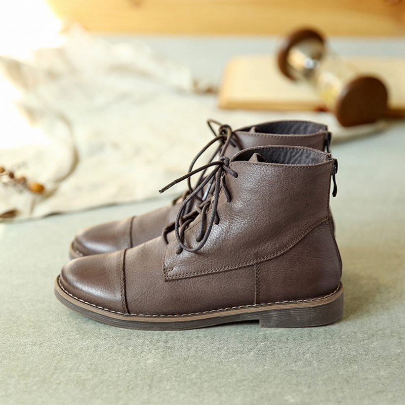 Høst Vinter Komfortable Retro Leather Ankel Damestøvletter | Gave Sko