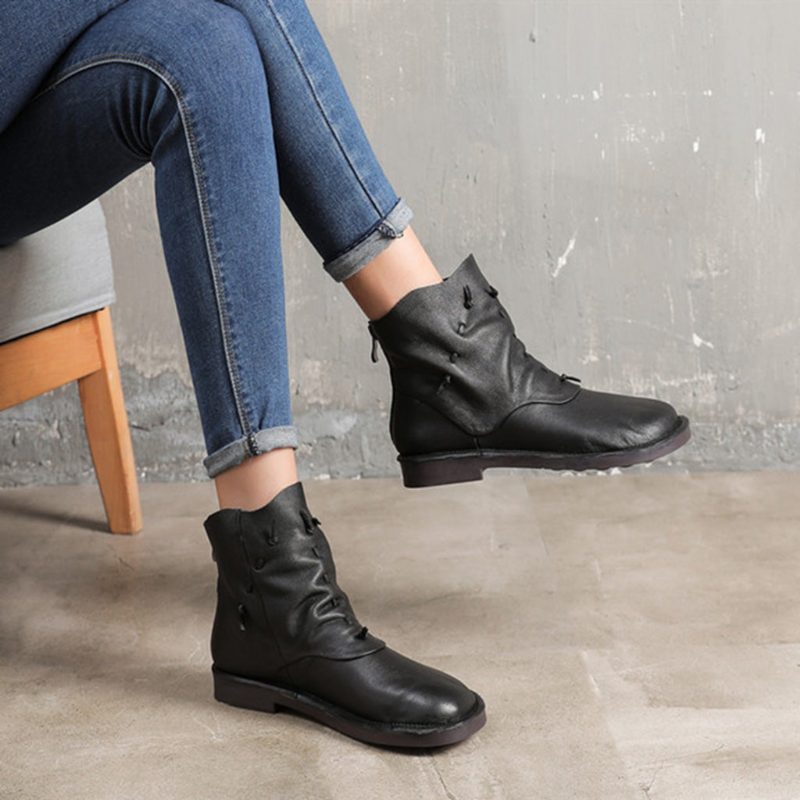 Retro Håndlagde Leather Casual Short Boots | Gave Sko