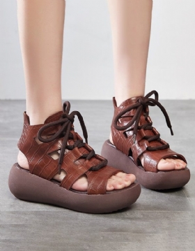 Retro Kile-sandaler Med Utskjæring For Kvinner