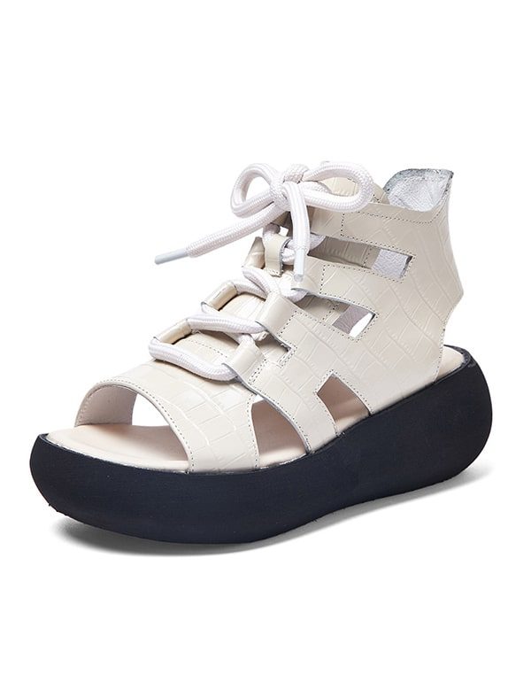 Retro Kile-sandaler Med Utskjæring For Kvinner
