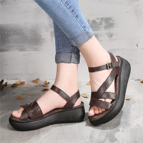 Retro Wedge Håndlagde Sommersandaler | Obiono