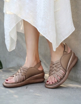 Sommermote Sandaler Med Kilekorsreim Khaki