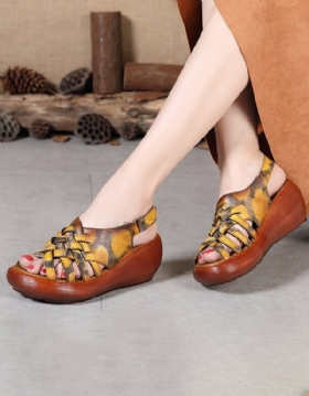 Summer Wedge Retro Skinnsandaler Dame