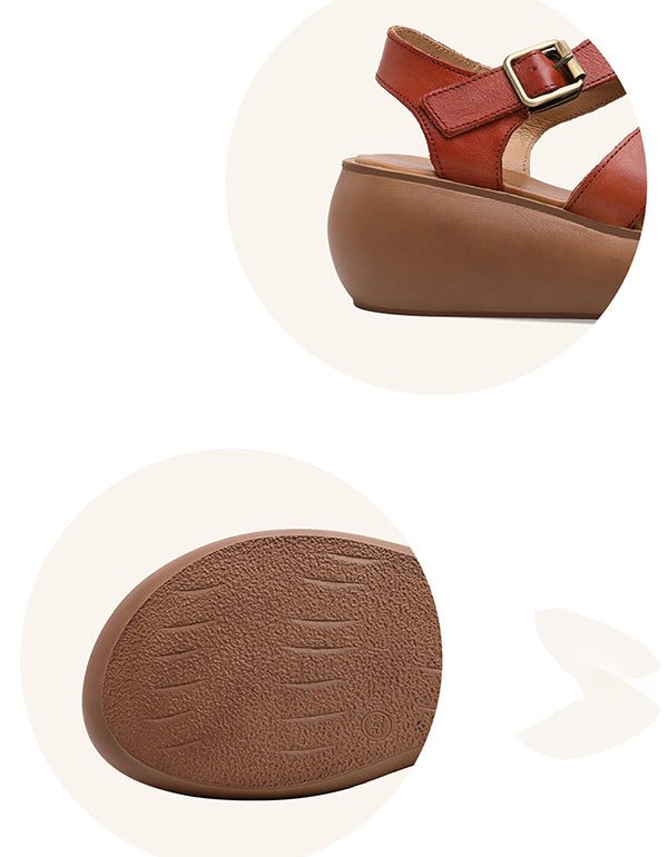 Summer Wedge Sandaler Retro Håndlaget Komfortabel