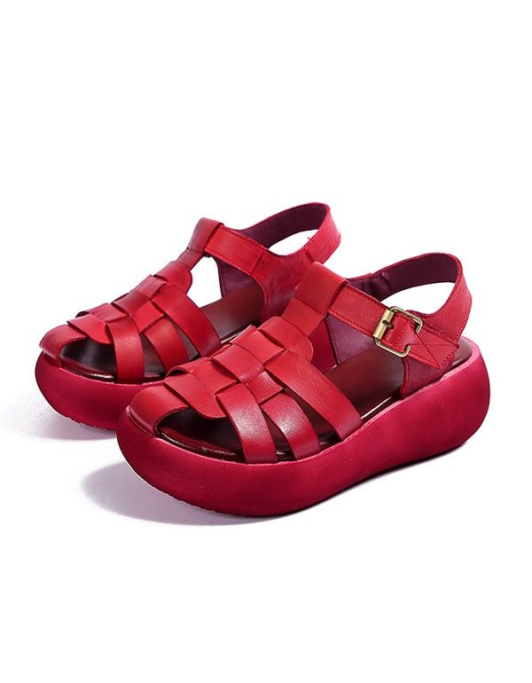 Summer Woven Retro Wedge Sandals Slingback
