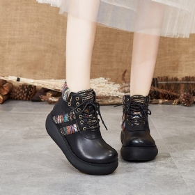 Håndlagde Retro Leather Wedge Boots | Gave Sko