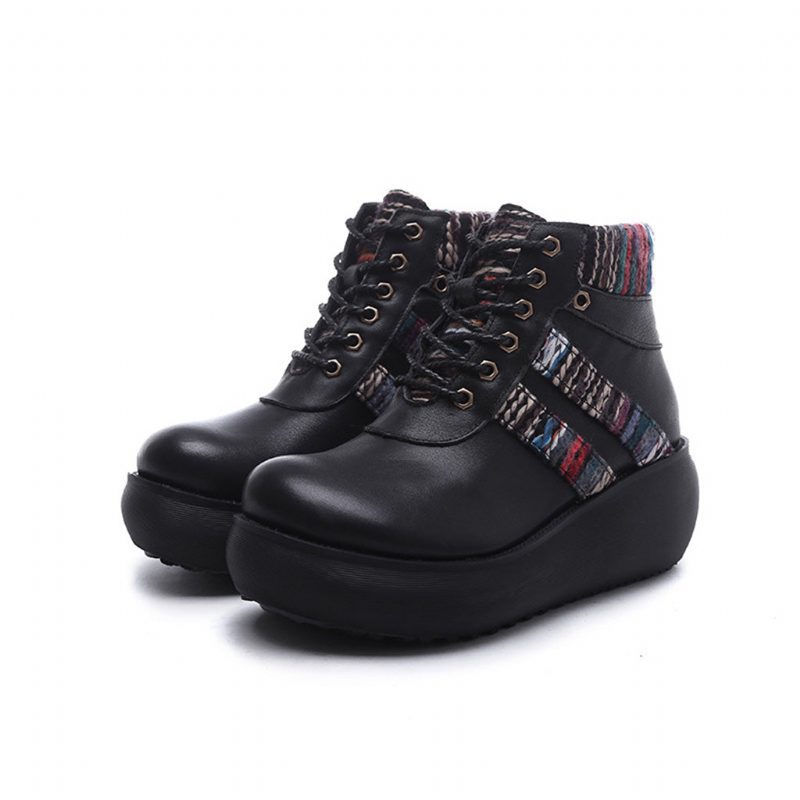 Håndlagde Retro Leather Wedge Boots | Gave Sko
