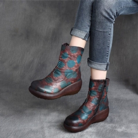 Høst Håndlagde Retro Leather Platform Boots
