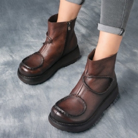 Retro Leather Wedge Short Boots | Gave Sko