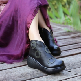 Retro Wedges-støvler I Skinn |gavesko