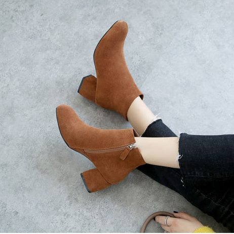 Høst Vinter Dame Høye Hæler Skinn Short Boots