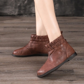 Høst Vinter Skinn Komfortable Retro Short Boots For Kvinner | Gave Sko