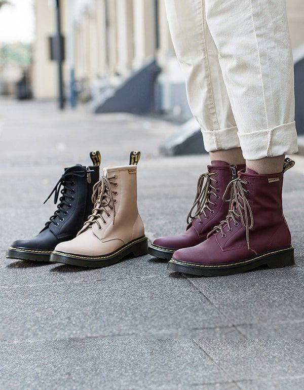 Vinter Høst Glatt Skinn Snøring Dr Marten Boots