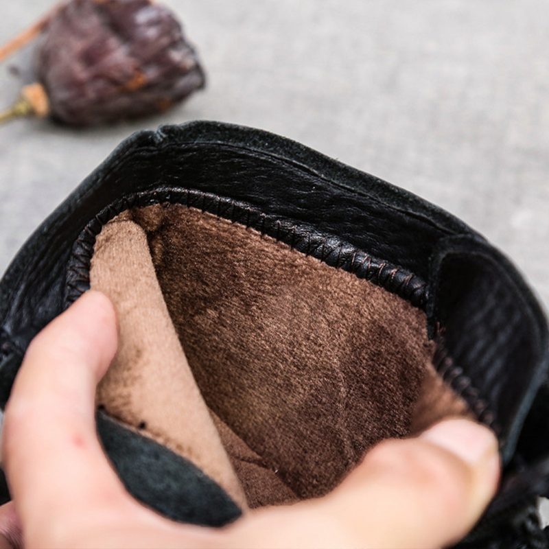 Winter Leather Casual Myk Bunn Korte Støvler For Kvinner | Gave Sko