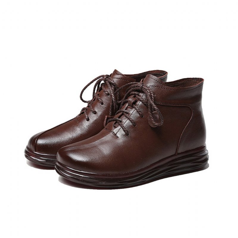 Winter Leather Casual Myk Bunn Korte Støvler For Kvinner | Gave Sko