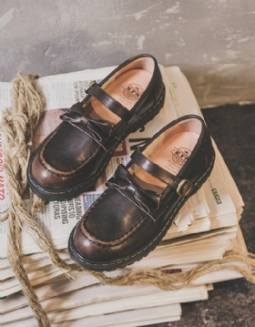 Høst Vintage Buckle Bowknot Mary Jane Sko