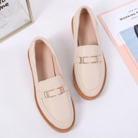Casual Flat Leather Loafers For Kvinner