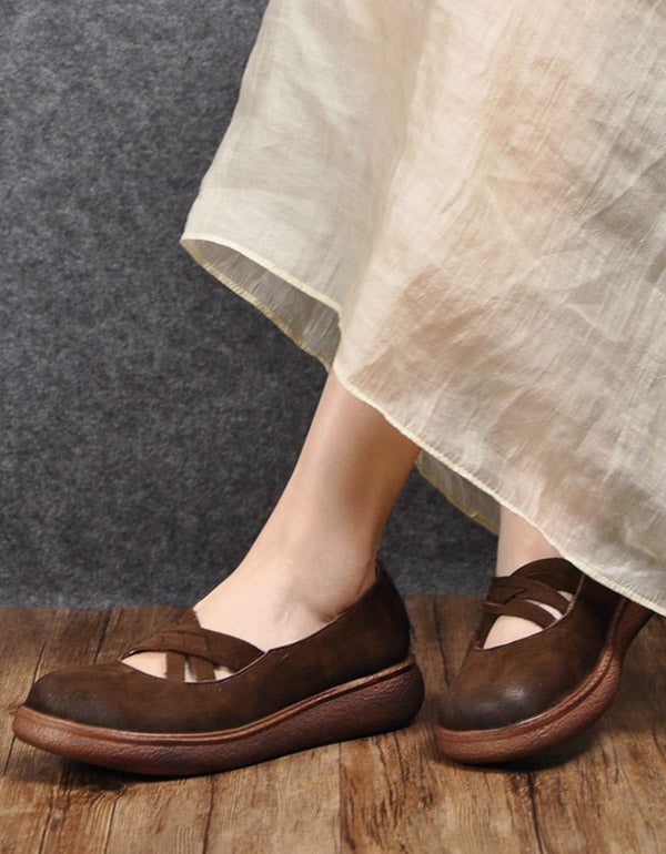 Komfortable Cross Strap Flate Sko Loafers