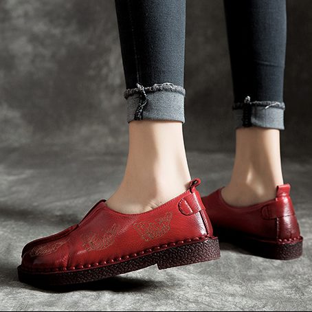 Kusene Håndlagde Retro Leather Flat Sko 35-43