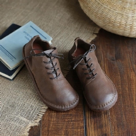 Retro Flat Soft Bottom Leather Damesko