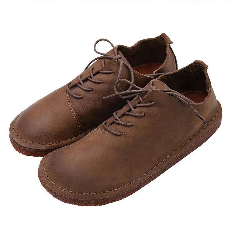 Retro Flat Soft Bottom Leather Damesko