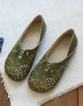 Retro Leather Hollow Summer Flate Sko