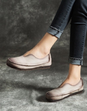 Salg Håndlagde Myke Skinn-slip-on Retro Flate Sko