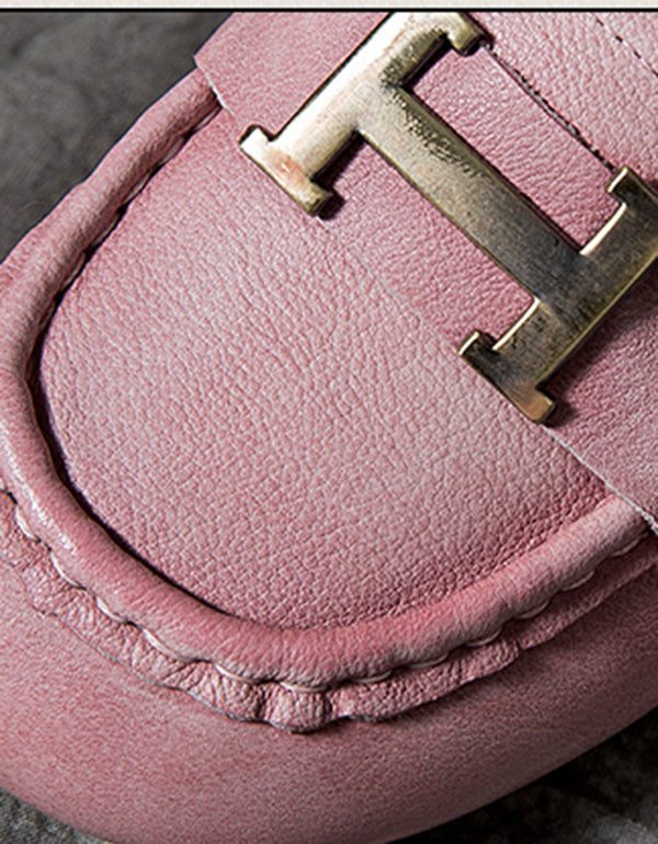 Skinn Myk Rund Toe H Flate Sko Rosa
